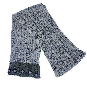 Simply Noelle Scarf Black and Gray With Buttons 65 Inches Long